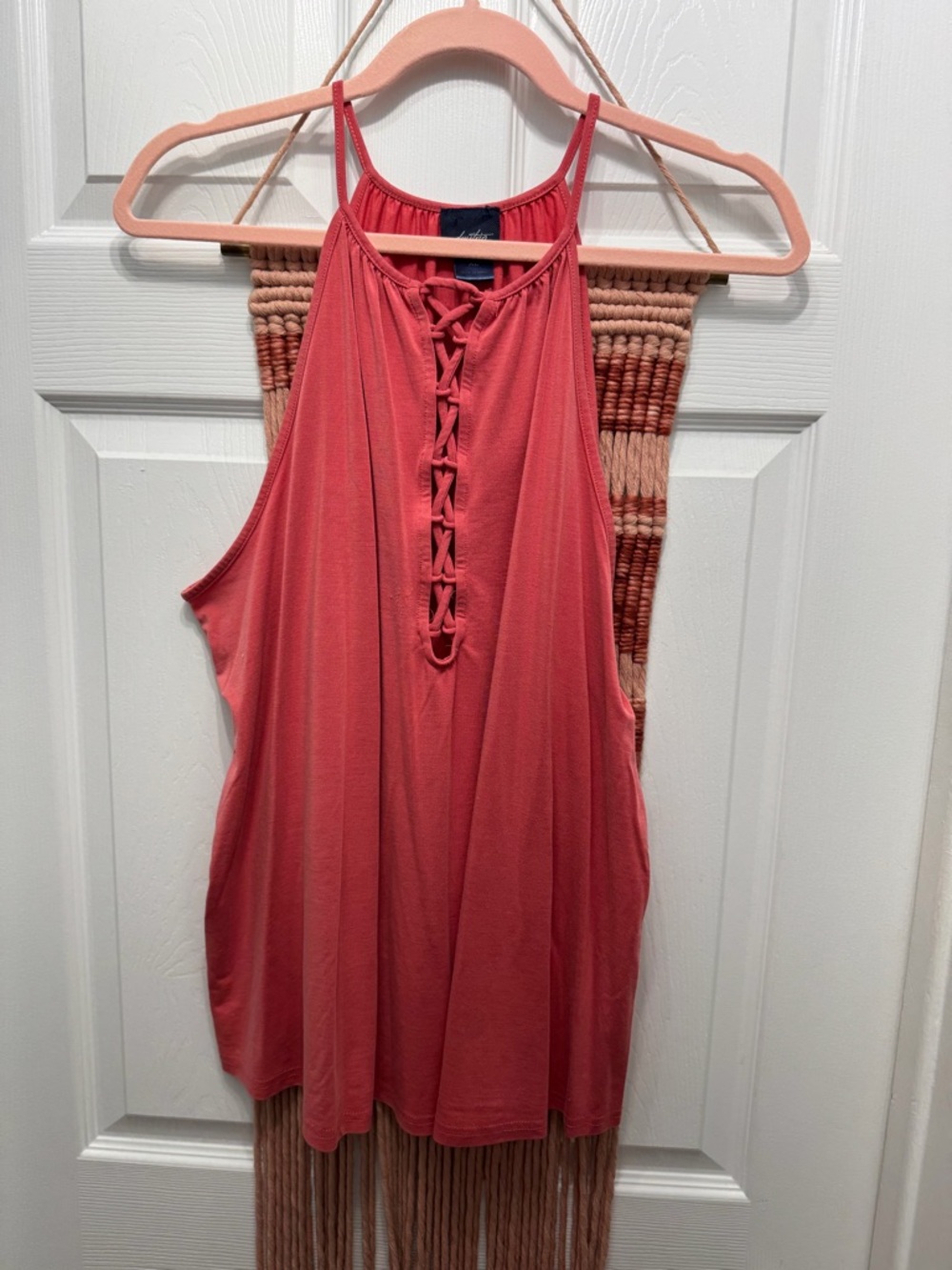 Daytrip Coral Lace-Up Halter Tank